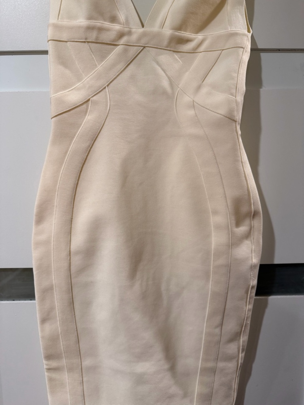House of CB Cream V‑Neck Midi Sheath Dress - Picture 4 of 13
